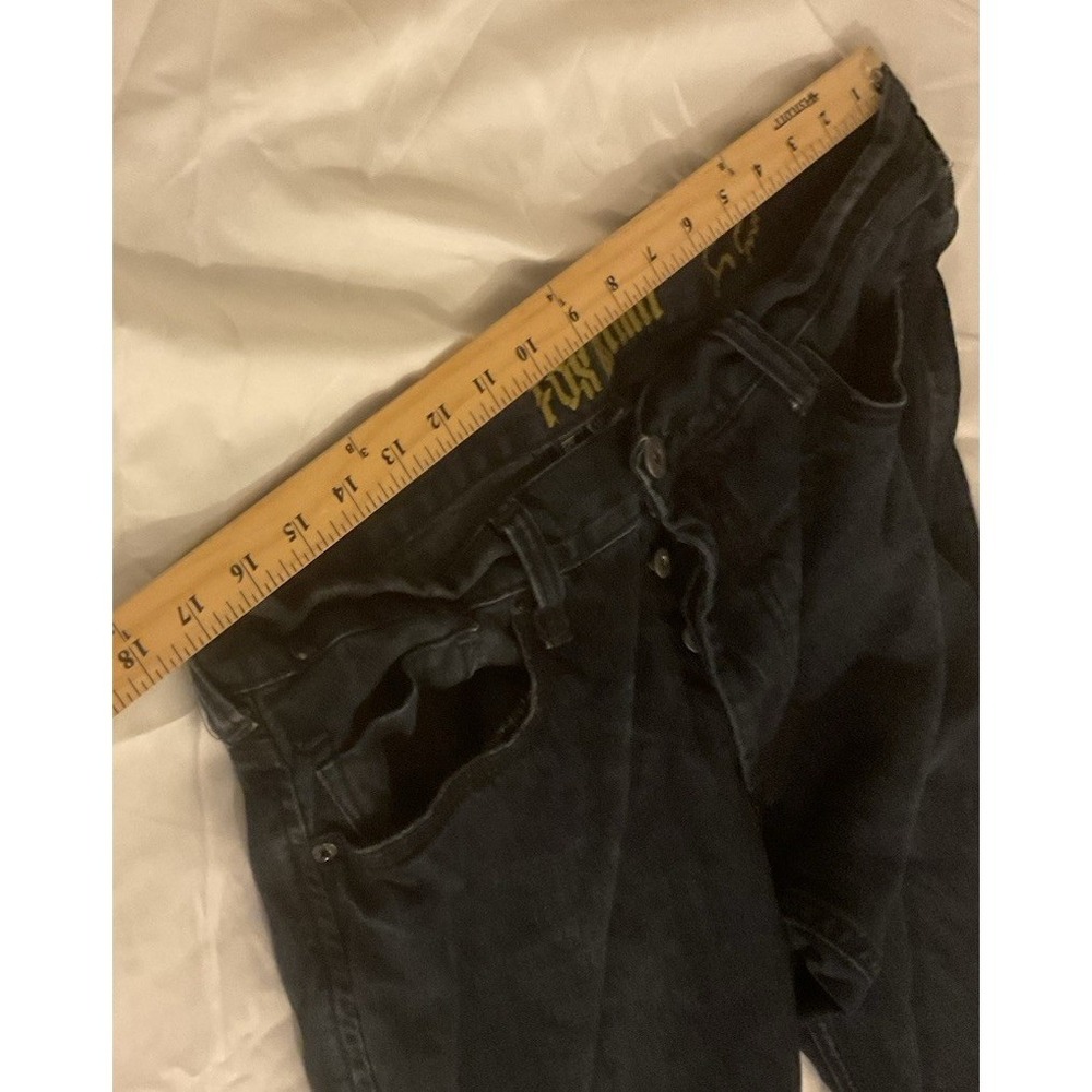 Fox Denim Jeans Mens 34 X 32 Black Revolver Button Fly Straight Leg Casual - Picture 10 of 11